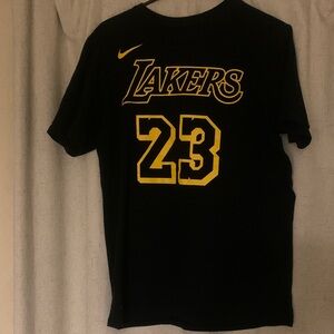 Lebron James 23 Black Lakers T-Shirt with Yellow Logo